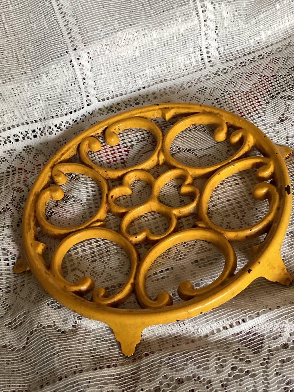 Yellow Decorative Cast Iron Trivet
